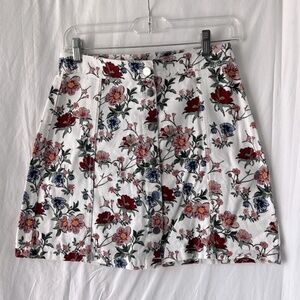 Divided H&M floral denim skirt white 8